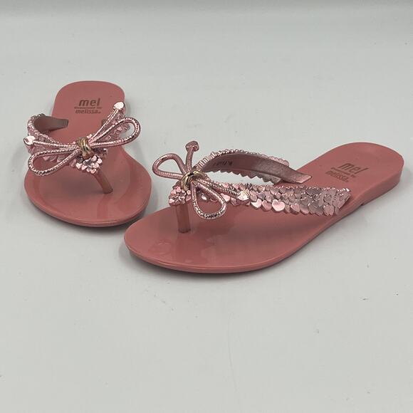 Mini Melissa Mel Harmonic Chrome III Rose Gold Sandals Little Girl sz 13 - Picture 1 of 9